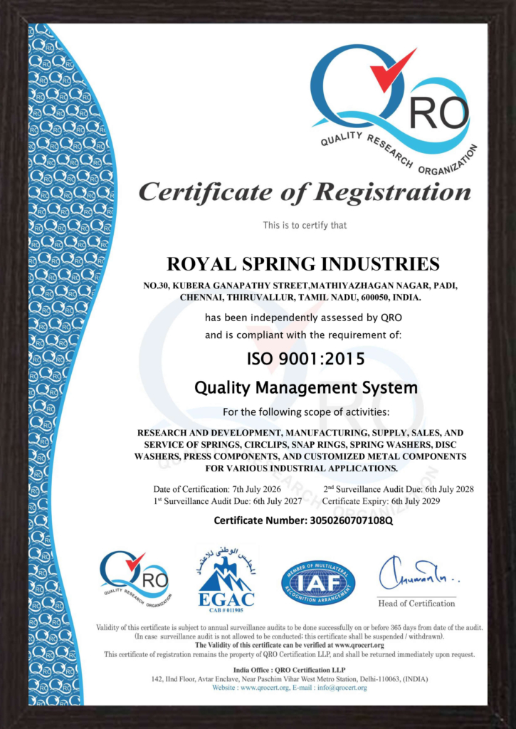 Royal spring industries - ISO 9001-2015 (2026-2029)